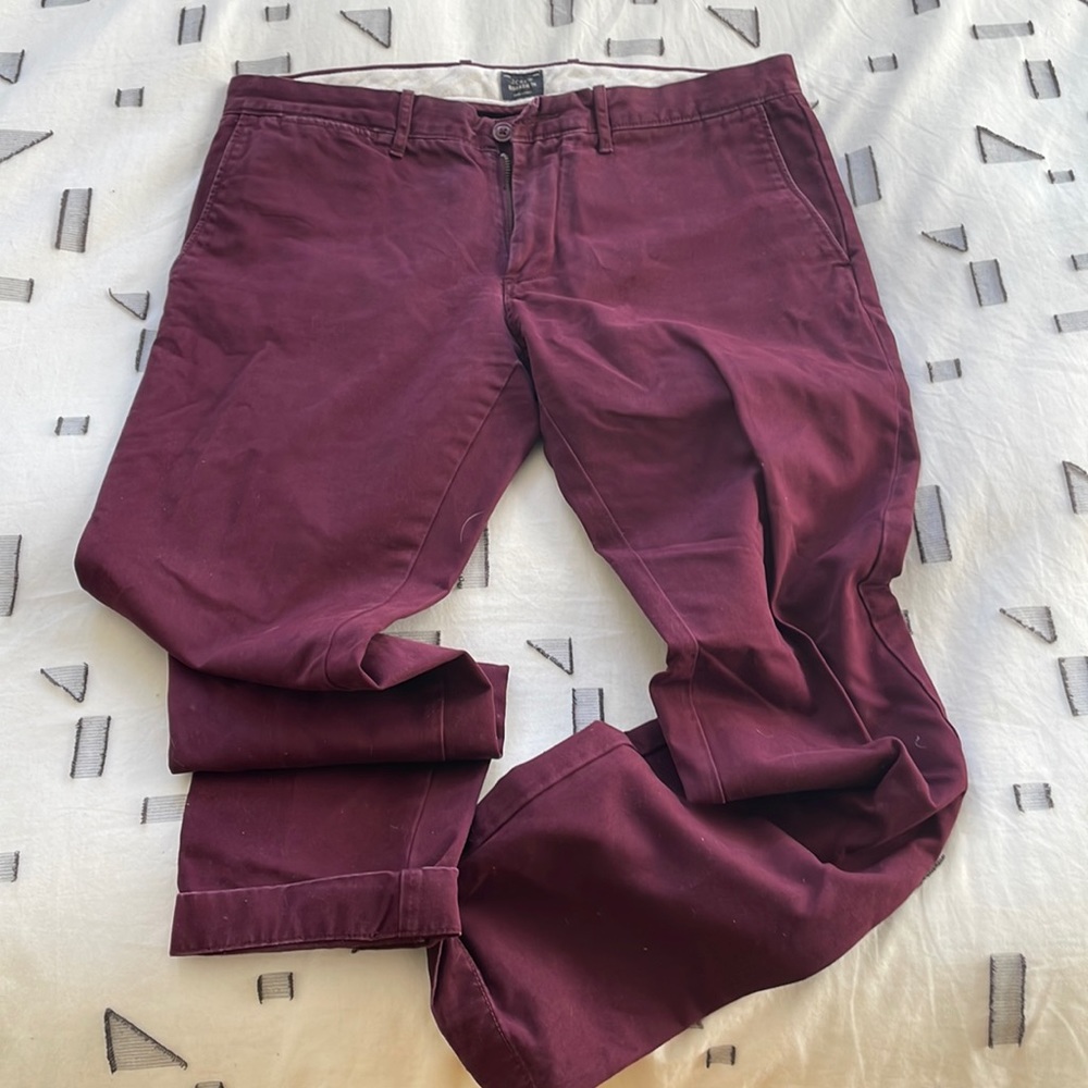 J Crew Burgundy Broken In Chino